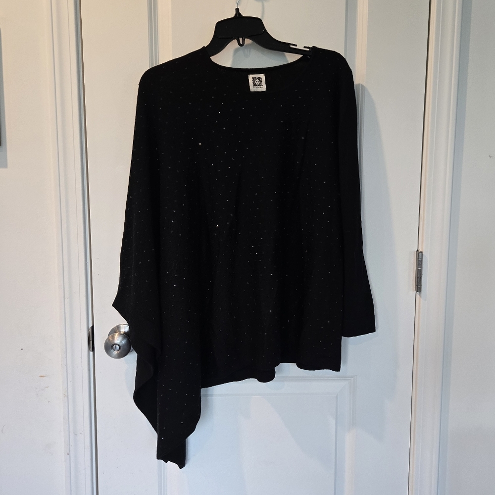 Anne Klein Asymmetrical Sweater Shall Sequin Size Medium